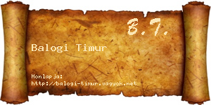 Balogi Timur névjegykártya